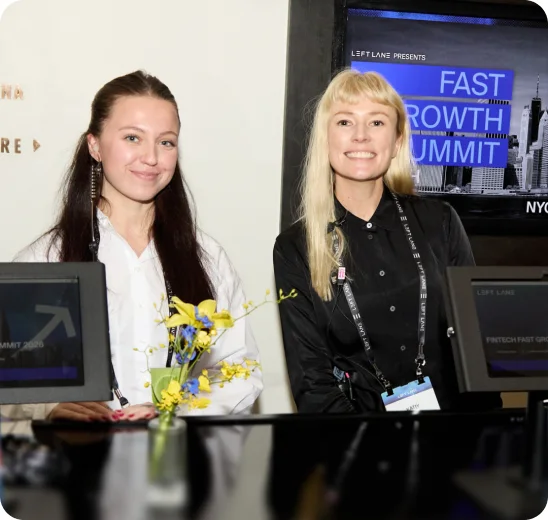 Staff running a registration desk at a summit
